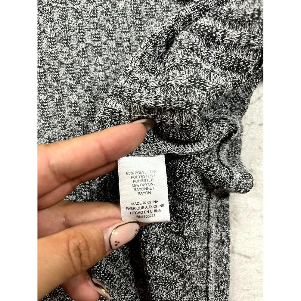 Bobeau Sweater Dress Womens Small Heather Gray Tight Knit Ribbed V Neck Thermal